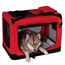 lionto Hundetransportbox faltbar für Reise & Auto, 82x58x58 cm, stabile Transportbox mit Tragegriffen & Decke für Katzen & Hunde bis 18 kg, robuste Hundebox aus Stoff für klein & groß, dunkelrot