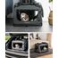 lionto Hundetransportbox faltbar für Reise & Auto, 70x52x50 cm, stabile Transportbox mit Tragegriffen & Decke für Katzen & Hunde bis 15 kg, Hundebox aus Stoff für klein & groß, grau (Namensaufdruck)