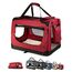 lionto Hundetransportbox faltbar für Reise & Auto, 90x61x65 cm, stabile Transportbox mit Tragegriffen & Decke für Katzen & Hunde bis 22 kg, robuste Hundebox aus Stoff für klein & groß, dunkelrot