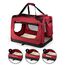 lionto Hundetransportbox faltbar für Reise & Auto, 60x42x44 cm, stabile Transportbox mit Griffen & Decke für Katzen & Hunde bis 12 kg, Hundebox aus Stoff für klein & groß, dunkelrot (Namensaufdruck)