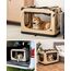 lionto Hundetransportbox faltbar für Reise & Auto, 90x61x65 cm, stabile Transportbox mit Tragegriffen & Decke für Katzen & Hunde bis 22 kg, robuste Hundebox aus Stoff für klein & groß, beige