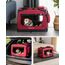 lionto Hundetransportbox faltbar für Reise & Auto, 70x52x50 cm, stabile Transportbox mit Griffen & Decke für Katzen & Hunde bis 15 kg, Hundebox aus Stoff für klein & groß, dunkelrot (Namensaufdruck)