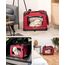 lionto Hundetransportbox faltbar für Reise & Auto, 60x42x44 cm, stabile Transportbox mit Griffen & Decke für Katzen & Hunde bis 12 kg, Hundebox aus Stoff für klein & groß, dunkelrot (Namensaufdruck)