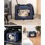 lionto Hundetransportbox faltbar für Reise & Auto, 60x42x44 cm, stabile Transportbox mit Griffen & Decke für Katzen & Hunde bis 12 kg, Hundebox aus Stoff für klein & groß, dunkelblau (Namensaufdruck)