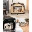 lionto Hundetransportbox faltbar für Reise & Auto, 60x42x44 cm, stabile Transportbox mit Tragegriffen & Decke für Katzen & Hunde bis 12 kg, robuste Hundebox aus Stoff für klein & groß, beige