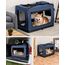 lionto Hundetransportbox faltbar für Reise & Auto, 101x69x70 cm, stabile Transportbox mit Tragegriffen & Decke für Katzen & Hunde bis 25 kg, robuste Hundebox aus Stoff für klein & groß, dunkelblau