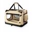 lionto Hundetransportbox faltbar für Reise & Auto, 101x69x70 cm, stabile Transportbox mit Tragegriffen & Decke für Katzen & Hunde bis 25 kg, robuste Hundebox aus Stoff für klein & groß, beige