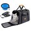 Morpilot Hundetasche Transportbox, Atmungsaktive und Faltbare Hundebox, Katzen transportboxen mit Verstellbarem Schultergurt, Katzentransportkäfig mit Abnehmbarer Plüschmatratze + Schüssel