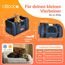 CADOCA® Transportbox Katzen bis 20kg faltbar Sonnen- und Regendach Schultergurt mit Napf Atmungsaktiv Komfortabel Wendekissen Haustier Katzenbox Tragetasche Hunde Auto Blau
