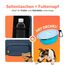 CADOCA® Transportbox Katzen bis 20kg faltbar Sonnen- und Regendach Schultergurt mit Napf Atmungsaktiv Komfortabel Wendekissen Haustier Katzenbox Tragetasche Hunde Auto Blau