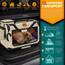TRESKO® Hundebox faltbar inkl. Leckmatte, Spatel & Reflektoren XXL 92x63x63cm | Transportbox für Hunde und Katzen | Hundetransportbox Auto für kleine & große Hunde | Hundetasche robust Beige