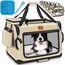 TRESKO® Hundebox faltbar inkl. Leckmatte, Spatel & Reflektoren L 70x52x52cm | Transportbox für Hunde und Katzen | Hundetransportbox Auto für kleine & große Hunde | Hundetasche robust Beige