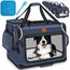 TRESKO® Hundebox faltbar inkl. Leckmatte, Spatel & Reflektoren L 70x52x52cm | Transportbox für Hunde und Katzen | Hundetransportbox Auto für kleine & große Hunde | Hundetasche robust Navyblau
