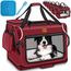 TRESKO® Hundebox faltbar inkl. Leckmatte, Spatel & Reflektoren XL 83x58x58cm | Transportbox für Hunde und Katzen | Hundetransportbox Auto für kleine & große Hunde | Hundetasche robust Rot