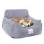 CALIYO Hundeautositz mit Stabiler Basis & Sicherheitsgurt | Hundesitz Auto für Kleine bis 10 kg | Memory Foam-Sitzauflage | Wasserdichter, Abwaschbarer Hundekorb mit Aufbewahrungstasche (Blau/Weiß)