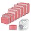 Packing Cubes 12-teilig – Large Suitcase Organizer – Koffer Organizer & Packtaschen für Koffer – in verschiedenen Größen & Farben (12, Knalliges Pink)