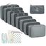 GIBOHOM Koffer Organizer Set, 15 Stück Packing Cubes, Wasserdichte Kleidertaschen für Urlaub und Reisen, Travel Organizer, Reiseorganizer Mit Packtaschen Transparentem, Grau