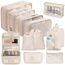 12-Teilige Koffer Organizer, Packing Cubes, Koffer Organizer Set, Kofferorganizer Wasserdichte, Packwürfel, mit Packtaschen, Kleidertaschen, Kosmetiktasche, Schuhbeutel, Organizer Koffer (Beige)