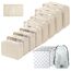 Gemtte Koffer Organizer Set 13-teilig, Wasserdicht Packing Cubes, Multifunktionale Travel Packwürfel, Kofferorganizer Packtaschen für Koffer, Reise Organizer Set Mit Kleidertaschen (Beige)