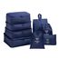 OSDUE Koffer Organizer Set 8-teilig, Packing Cubes, Wasserdichte Reise Kleidertaschen, Packtaschen für koffer, Verpackungswürfel mit Schuhbeutel, USB Kabel Tasche (Navy Blau)