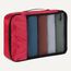 Amazon Essentials 4-teiliges Packwürfel-Reisezubehörset, Gepäckorganizer mit doppeltem Reißverschluss, Netzoberseite, Polyester, klein/mittel/groß/schmal, rot (früher Amazon Basics)