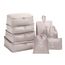 OSDUE Koffer Organizer Set 8-teilig, Packing Cubes, Wasserdichte Reise Kleidertaschen, Packtaschen für koffer, Verpackungswürfel mit Schuhbeutel, USB Kabel Tasche (Cremeweiß)