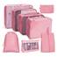 OSDUE Koffer Organizer Set 8-teilig, Packing Cubes, Wasserdichte Reise Kleidertaschen, Packtaschen für koffer, Verpackungswürfel mit Kosmetiktasche, Schuhbeutel, USB Kabel Tasche (Rosa)