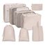 OSDUE Koffer Organizer Set 8-teilig, Packing Cubes, Wasserdichte Reise Kleidertaschen, Packtaschen für koffer, Verpackungswürfel mit Schuhbeutel, USB Kabel Tasche (Cremeweiß)
