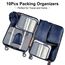 10 Stück Koffer Organizer Set, Packing Cubes for Suitcase Travel Accessories Kofferorganizer Set Kleidertaschen Packwürfel Kosmetik Travel Organizer Packtaschen für Koffer