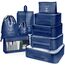 OBSGUMU Koffer Organizer Set, 9 Pcs Packing Cubes für Reise, Packtaschen für Koffer Reise Kleidertaschen, Verpackungswürfel Mit Kosmetiktasche, Travel Organizer(Marineblau)