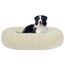 HMTOPE Orthopädisches Hundebett rund Hundekissen Hundesofa Katzenbett Donut Kuscheliges Hundekorb Waschbar, 90 cm Ø, Beige