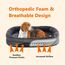 HMTOPE Orthopädisches Hundebett, Hundesofa, Vierseitiges Nackenrolle Kissen, rutschfeste Unterseite Hundekorb, Abnehmbar und Waschbar, Mittelgroße Hunde, Grosse Hunde, 106 x 79 x 17 cm, Dunkelgrau