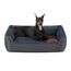 Feandrea Hundebett, Hundekissen in Leinenoptik, Hundekorb, erhöhte Ränder, rutschfeste Unterseite, Bezug abnehmbar waschbar, XXL, für extra große Hunde, 120 x 90 x 30 cm, dunkelgrau PGW013G01