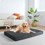 HMTOPE Orthopädisches Hundebett, 10cm Dicke Hundekissen für Mittelgroße Hunde, Grosse Hunde, Abnehmbar und Waschbar Hundematte, rutschfeste Unterseite, Wasserdichtes Innenfutter, 112 cm, Dunkelgrau