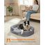 Feandrea Hundebett, Hundekissen, für große Hunde, 91 x 68 x 18 cm, orthopädisch, wasserdichte Innenschicht, erhöhte Ränder, Abnehmbarer, waschbarer Bezug, rutschfest, hellgrau PGW282G01