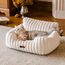 MEWOOFUN Hundesofabett - Katzenbetten für Hauskatzen Weich und Flauschig, Katzensofabett Kleines Hundebett für Hunde und Katzen, Beruhigendes Hundebett (Hafermilch, 61x48x30cm)