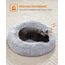 Feandrea Hundebett flauschig, Katzenbett, Donut Kissen, waschbar, Polsterung in der Mitte herausnehmbar, Langer Plüsch, 70 cm Durchmesser, Ombré-Grau PGW039G01