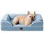 EHEYCIGA Orthopädisches Hundebett Kleine Hunde, 76x51cm, Memory Foam Hundekorb Mittelgroße Hunde, Waschbar Hundesofa Wasserdicht rutschfest, Hundecouch mit Hohem Rand, Hellblau