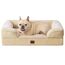 EHEYCIGA Orthopädisches Hundebett Kleine Hunde, 76x51cm, Memory Foam Hundekorb Mittelgroße Hunde, Waschbar Hundesofa Wasserdicht rutschfest, Hundecouch mit Hohem Rand, Hellbraun