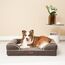 EHEYCIGA Orthopädisches Hundebett Kleine Hunde, 89x56cm, Memory Foam Hundekorb Mittelgroße Hunde, Waschbar Hundesofa Wasserdicht rutschfest, Hundecouch mit Hohem Rand, Braun