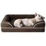 EHEYCIGA Orthopädisches Hundebett Kleine Hunde, 76x51cm, Memory Foam Hundekorb Mittelgroße Hunde, Waschbar Hundesofa Wasserdicht rutschfest, Hundecouch mit Hohem Rand, Braun