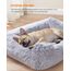 Feandrea Hundebett, mittelgroßes Hundekissen, 71 x 55 x 18 cm, Hundekorb, weiche Polsterung, Hundesofa, erhöhte Ränder, Bezug abnehmbar und waschbar, rutschfest, Ombré-Grau PGW271G01
