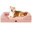 EHEYCIGA Orthopädisches Hundebett Kleine Hunde, 89x56cm, Memory Foam Hundekorb Mittelgroße Hunde, Waschbar Hundesofa Wasserdicht rutschfest, Hundecouch mit Hohem Rand, Rosa