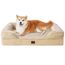 EHEYCIGA Orthopädisches Hundebett Grosse Hunde, 91x68cm, Memory Foam Hundekorb Mittelgroße Hunde, Waschbar Hundesofa Wasserdicht rutschfest, Hundecouch mit Hohem Rand, Hellbraun