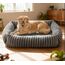 Pawk Hundebett große Hunde, Hundebett Waschbar abnehmbar mit Erhöhte Ränder, rutschfeste Hundekorb mit bequemem Kaninchenwolle-Bezug, 76 x 61 x 20 cm