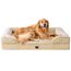 EHEYCIGA Orthopädisches Hundebett Grosse Hunde, 112x81cm, Memory Foam Hundekorb XL, Waschbar Hundesofa Wasserdicht rutschfest, Hundecouch mit Hohem Rand, Hellbraun