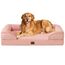 EHEYCIGA Orthopädisches Hundebett Grosse Hunde, 112x81cm, Memory Foam Hundekorb XL, Waschbar Hundesofa Wasserdicht rutschfest, Hundecouch mit Hohem Rand, Rosa