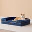 EHEYCIGA Orthopädisches Hundebett Kleine Hunde, 89x56cm, Memory Foam Hundekorb Mittelgroße Hunde, Waschbar Hundesofa Wasserdicht rutschfest, Hundecouch mit Hohem Rand, Marineblau