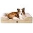EHEYCIGA Orthopädisches Hundebett Grosse Hunde, 104x69cm, Memory Foam Hundekorb Mittelgroße Hunde, Waschbar Hundesofa Wasserdicht rutschfest, Hundecouch mit Hohem Rand, Hellbraun