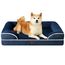 EHEYCIGA Orthopädisches Hundebett Kleine Hunde, 89x56cm, Memory Foam Hundekorb Mittelgroße Hunde, Waschbar Hundesofa Wasserdicht rutschfest, Hundecouch mit Hohem Rand, Marineblau